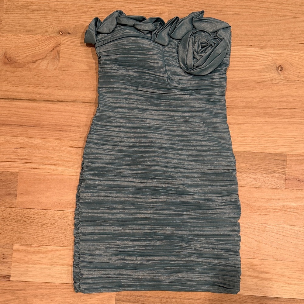 Arden B Strapless Textured Dress in Blue